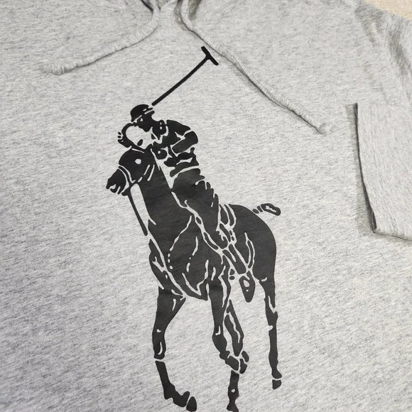 Polo Ralph Lauren Hoodie Men XXL Big Pony Gray Lightweight Hooded Shirt Cotton - Picture 3 of 9